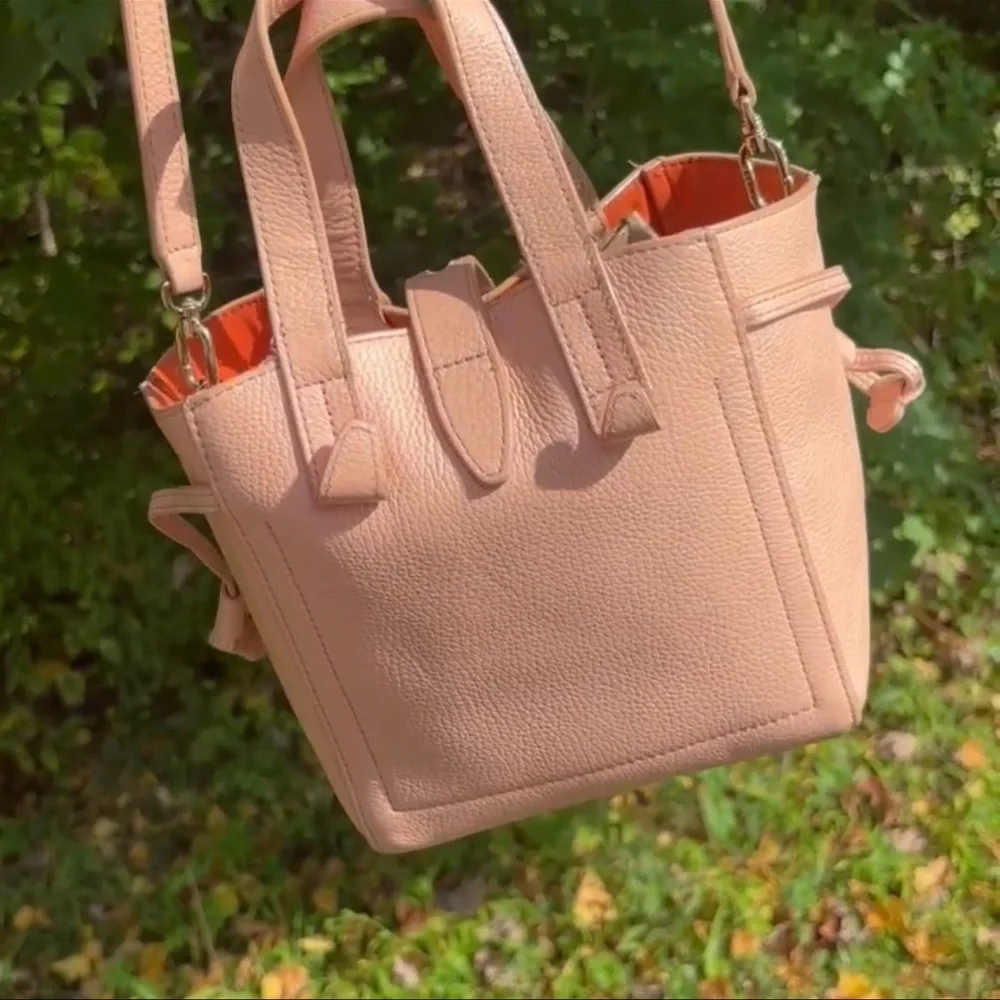 Furla Tote EUC Crossbody Genuine Leather Bag pebbled leather free charm & scarf - Picture 3 of 12